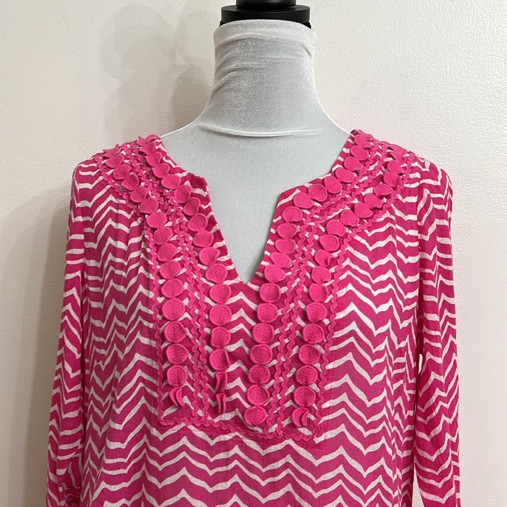 Vineyard Vines Chevron Print Tunic Cover Up Bright Pink - Picture 3 of 6